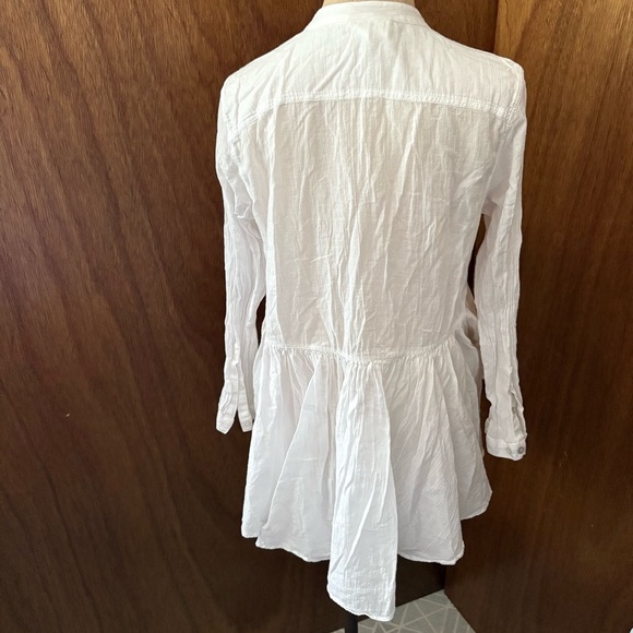 H&M CONSCIOUS Collection sz 8 High Low Shirt Fishtail White 3/4 Sleeve - Picture 5 of 12